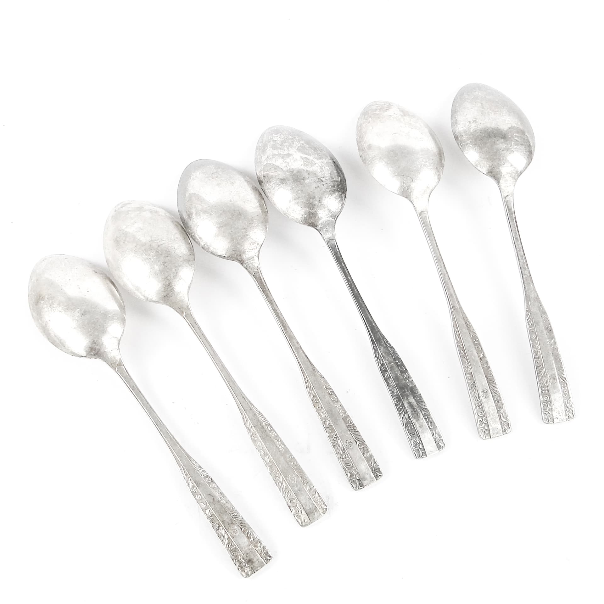 Zestaw łyżek stołowych, mosiądz srebrzony, HEFRA, Polska, lata 70. - 106871