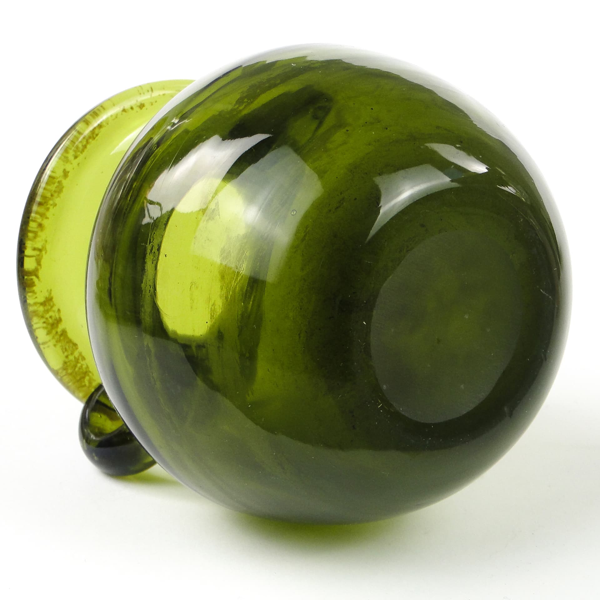 Wazon modernizm, szkło oliwkowe, proj. J. Słuczan-Orkusz, Polska, lata 70. - 106985
