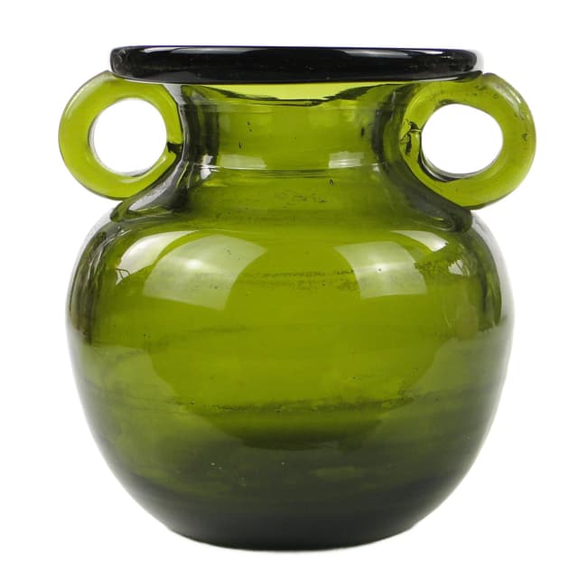 Wazon modernizm, szkło oliwkowe, proj. J. Słuczan-Orkusz, Polska, lata 70. - WYMIARY