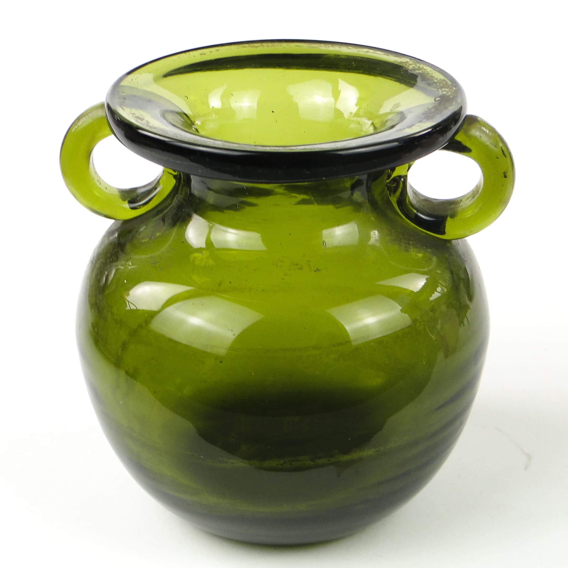 Wazon modernizm, szkło oliwkowe, proj. J. Słuczan-Orkusz, Polska, lata 70. - 106983