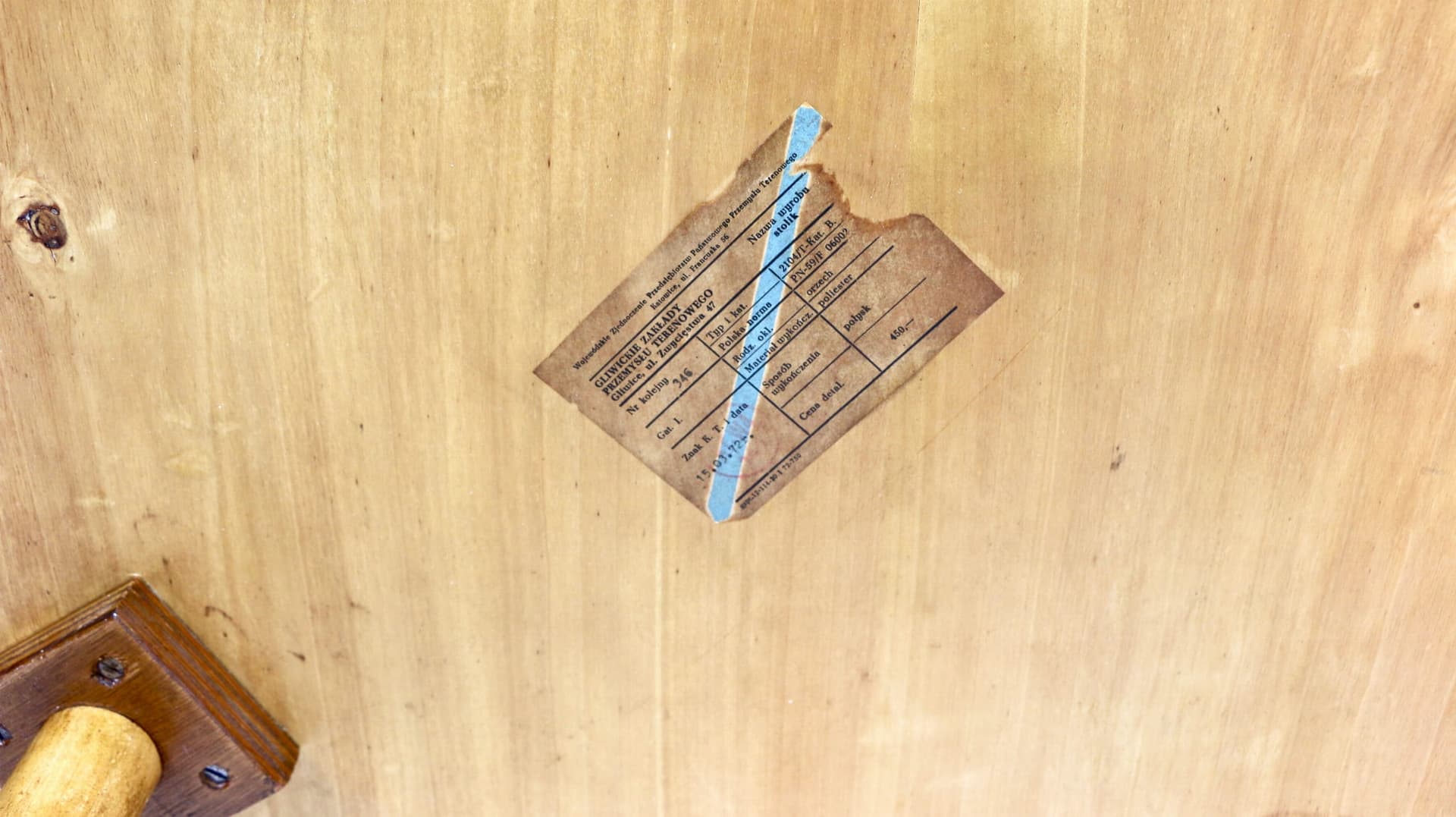 Stolik kawowy Liść, brązowy jasny, drewno, Polska, lata 70. - 107921