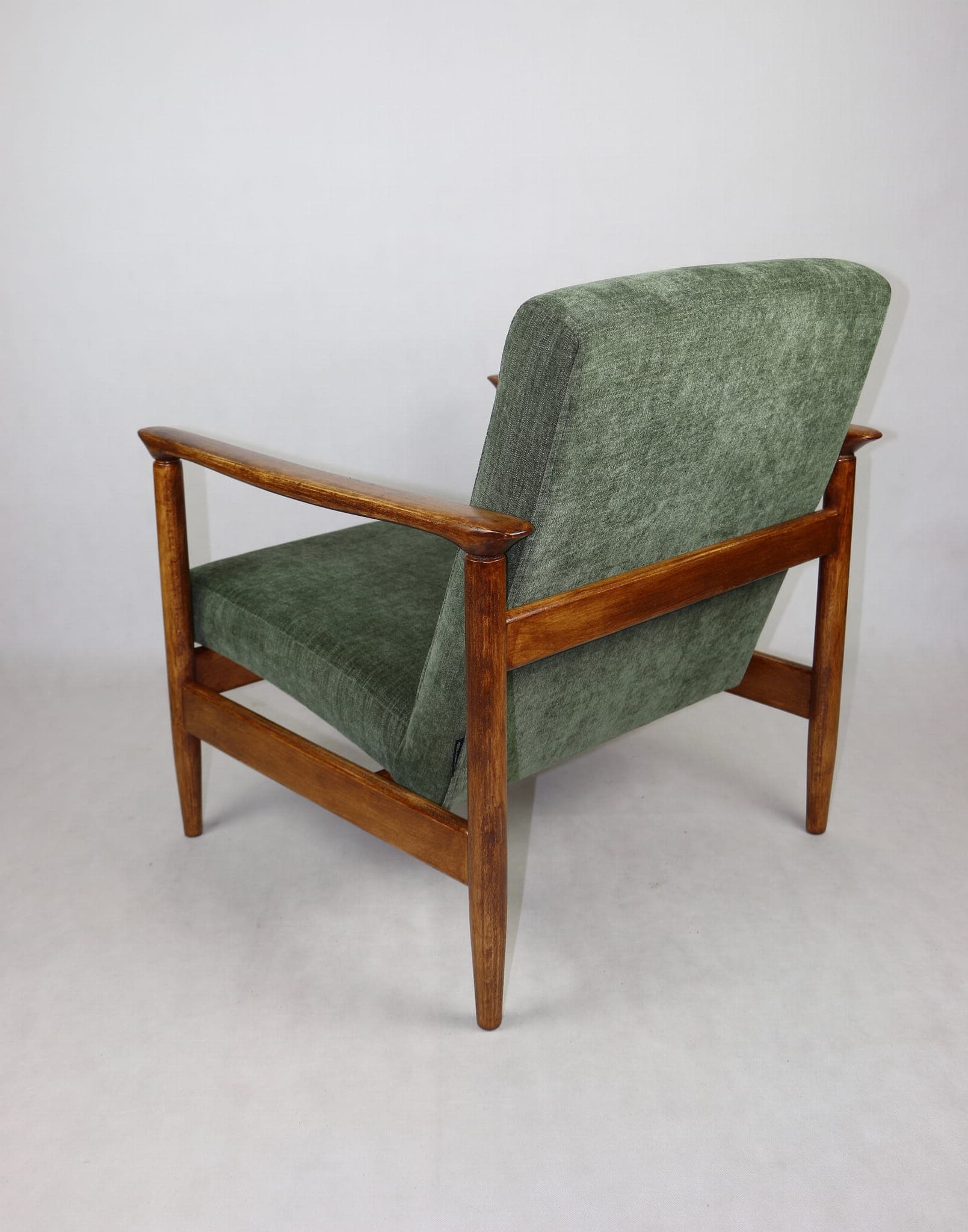 Armchair GFM-142, olive upholstery, brown wood, by E. Homa, Poland, 1970s. - 107735