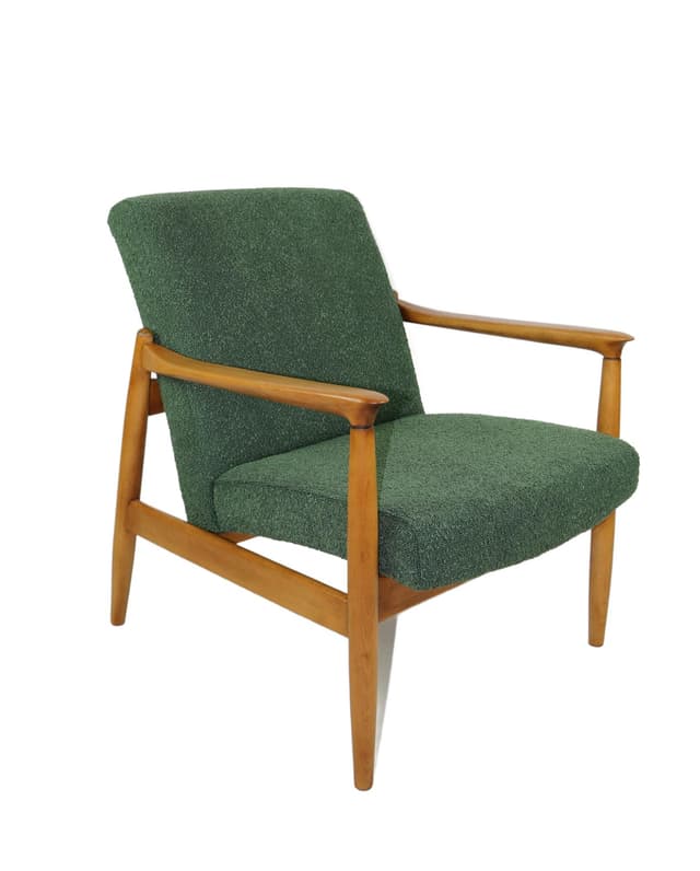 Fotel GFM-64, zielony bouclé, proj. E. Homa, Polska, lata 70. - WYMIARY