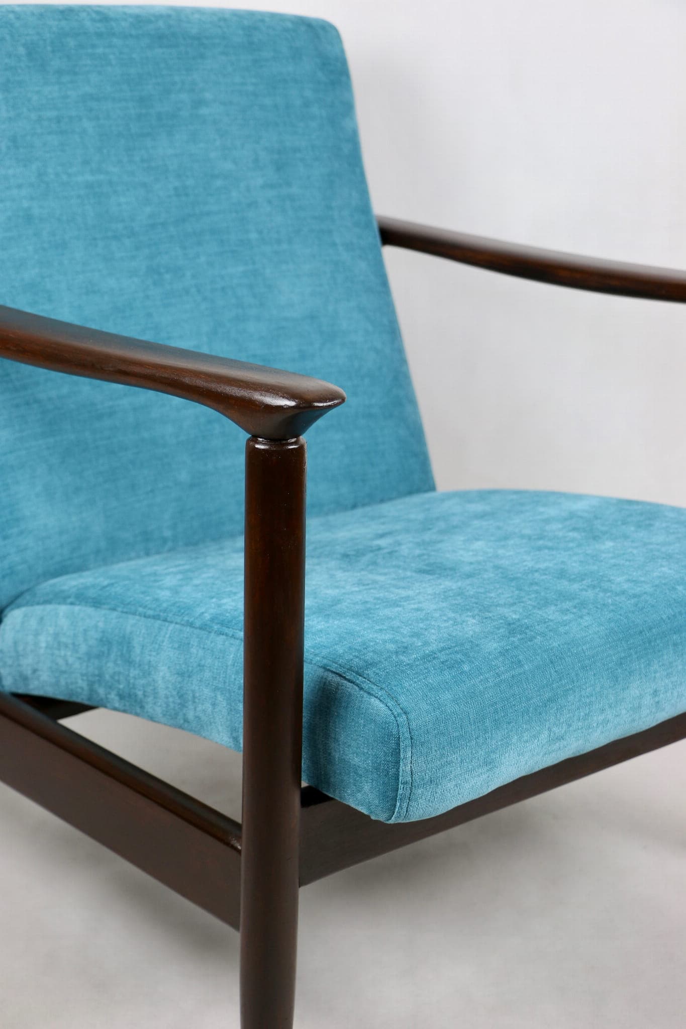 Armchair GFM-142, turquoise, wood, by E. Homa, Poland, 1970s. - 107437