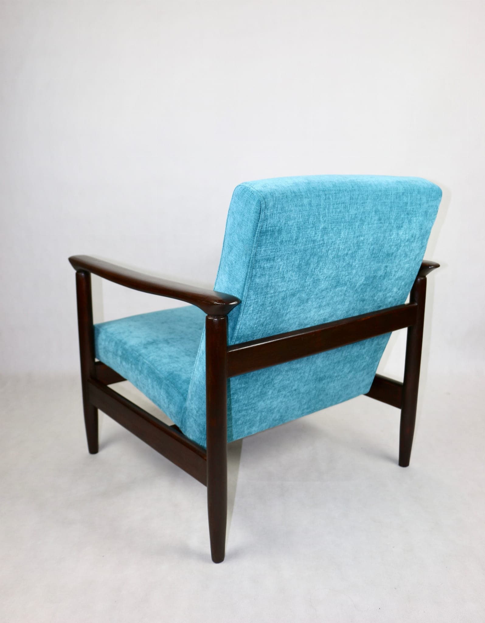Armchair GFM-142, turquoise, wood, by E. Homa, Poland, 1970s. - 107441