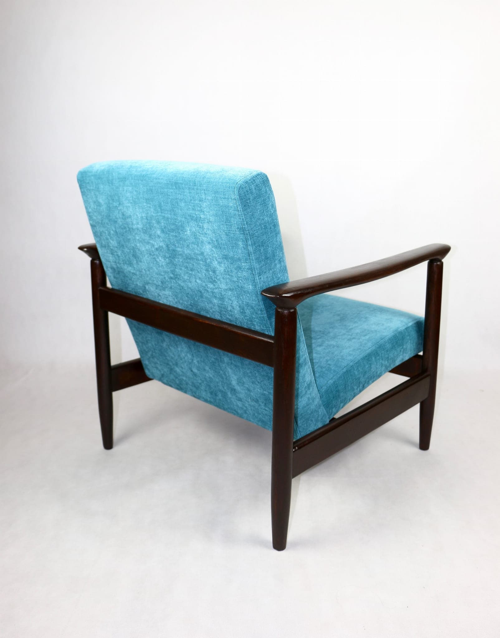 Armchair GFM-142, turquoise, wood, by E. Homa, Poland, 1970s. - 107440