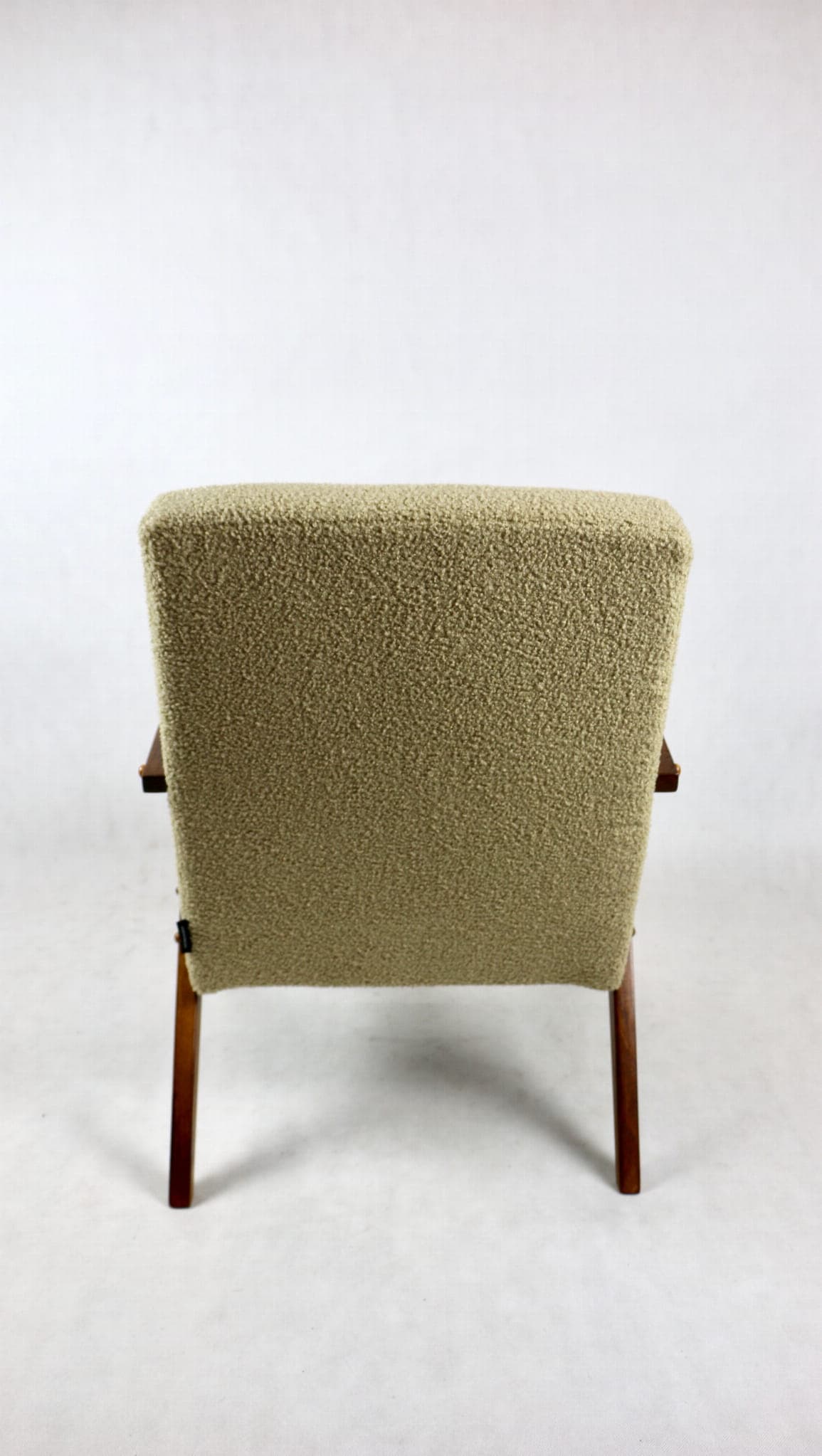 Fotel Var, boucle beż, orzech, lata 70. - 107387