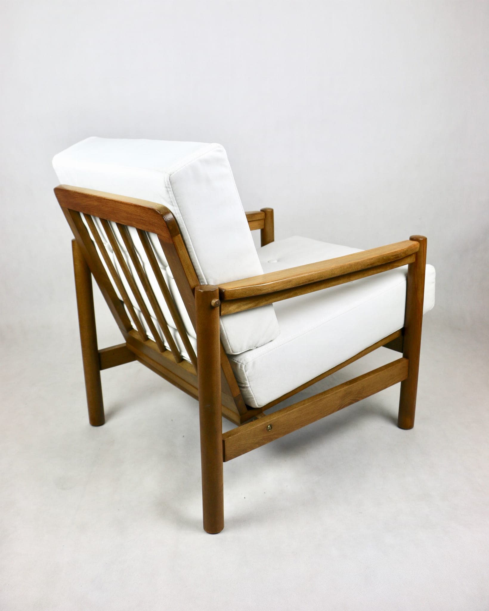 Armchair, white velvet, beech, by Z. Bączyk, Poland, 1970s. - 107270