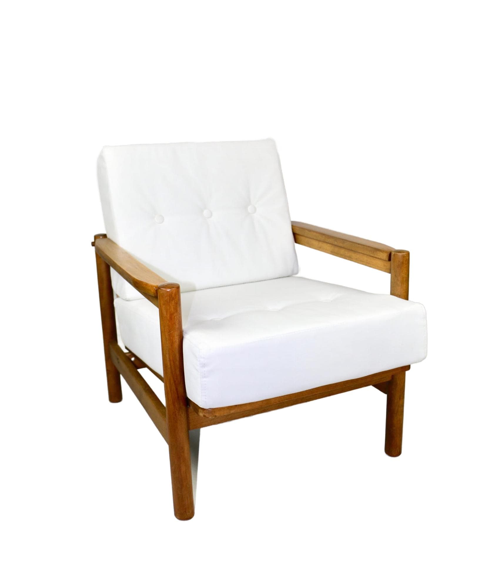 Armchair, white velvet, beech, by Z. Bączyk, Poland, 1970s.