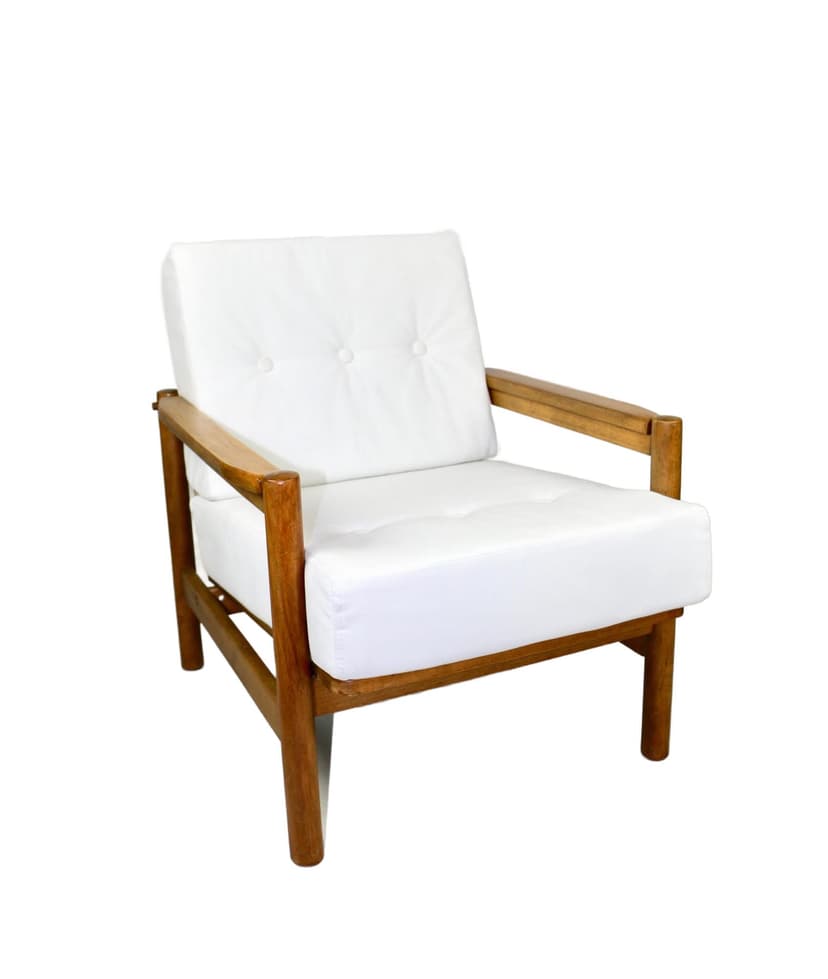Armchair, white velvet, beech, by Z. Bączyk, Poland, 1970s.