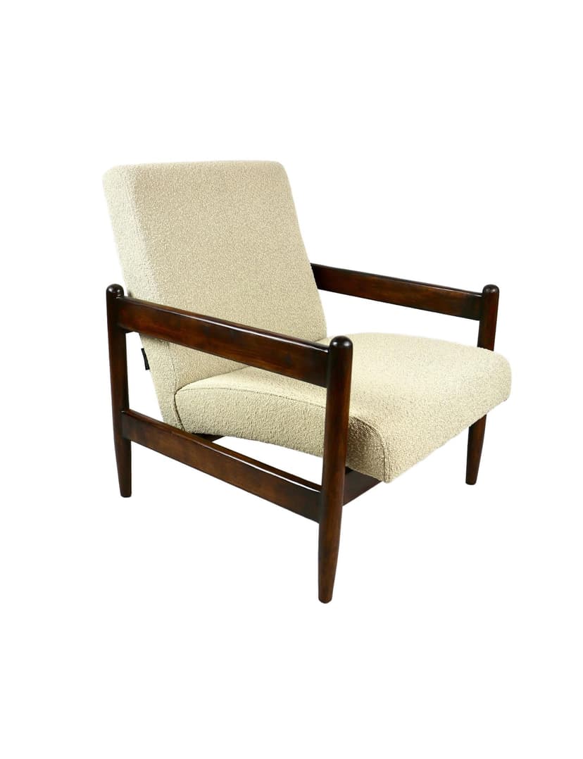 Fotel GFM-142, boucle beżowy, proj. E. Homa, Polska, lata 70.