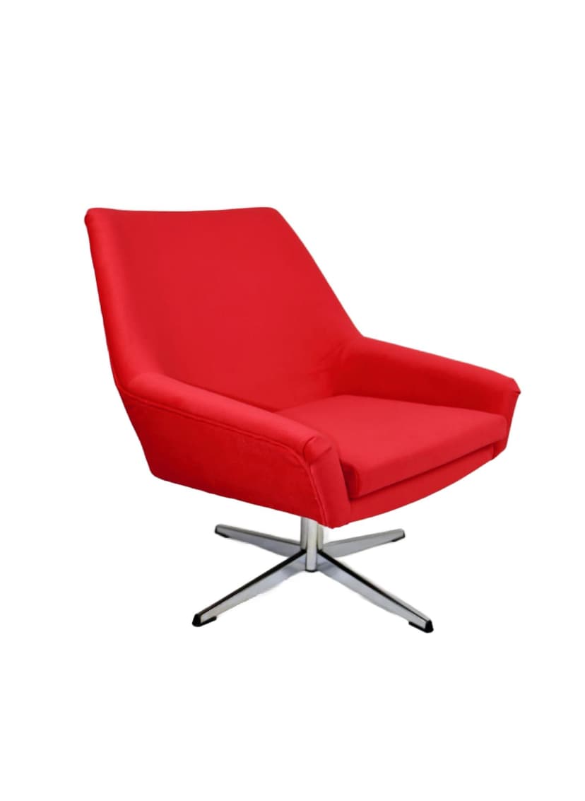 Fotel obrotowy Jade, welwet czerwony, Niemcy, lata 70.