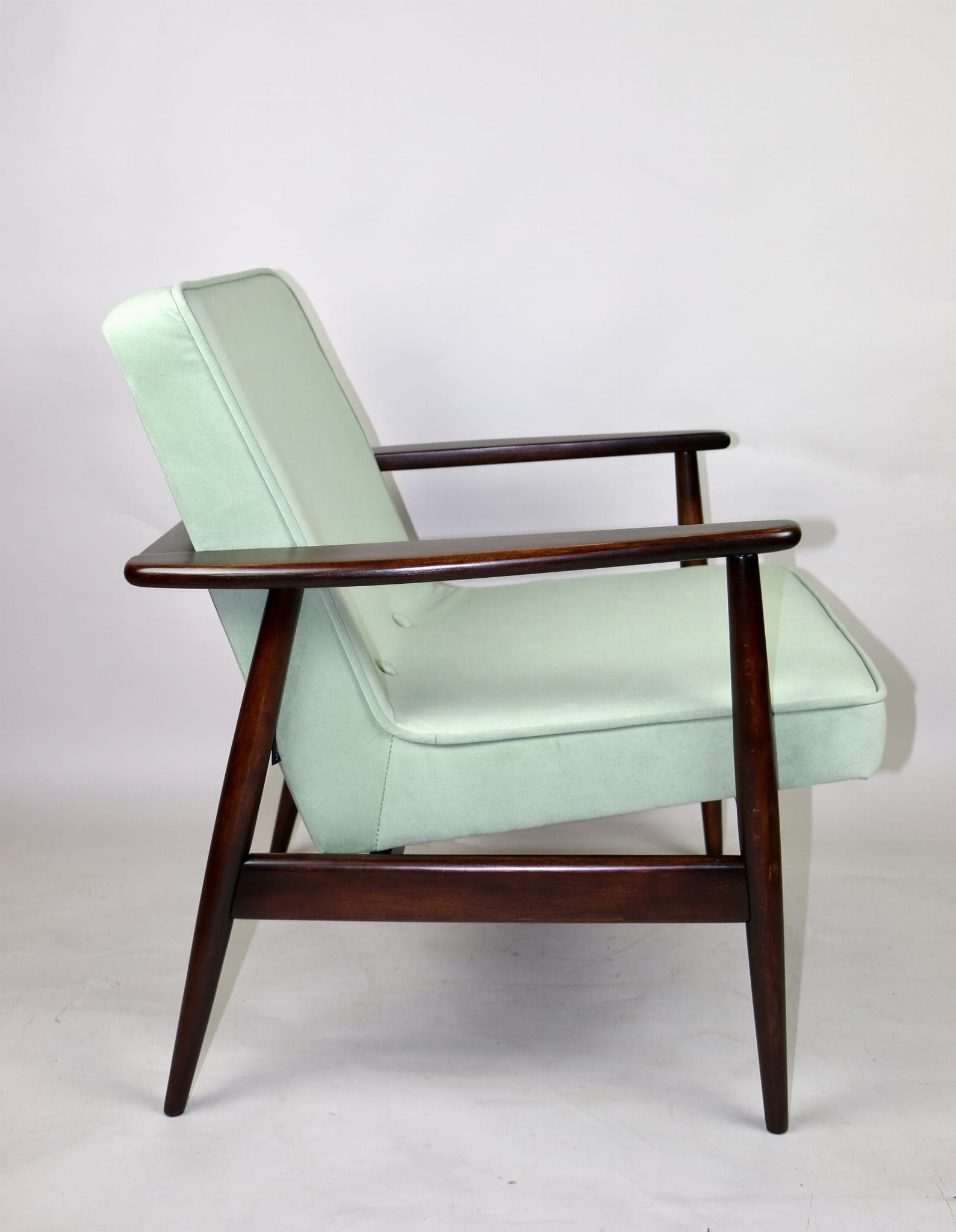 Armchair GFM-63, green velvet, by J. Kędziorek, Poland, 1970s. - 107113