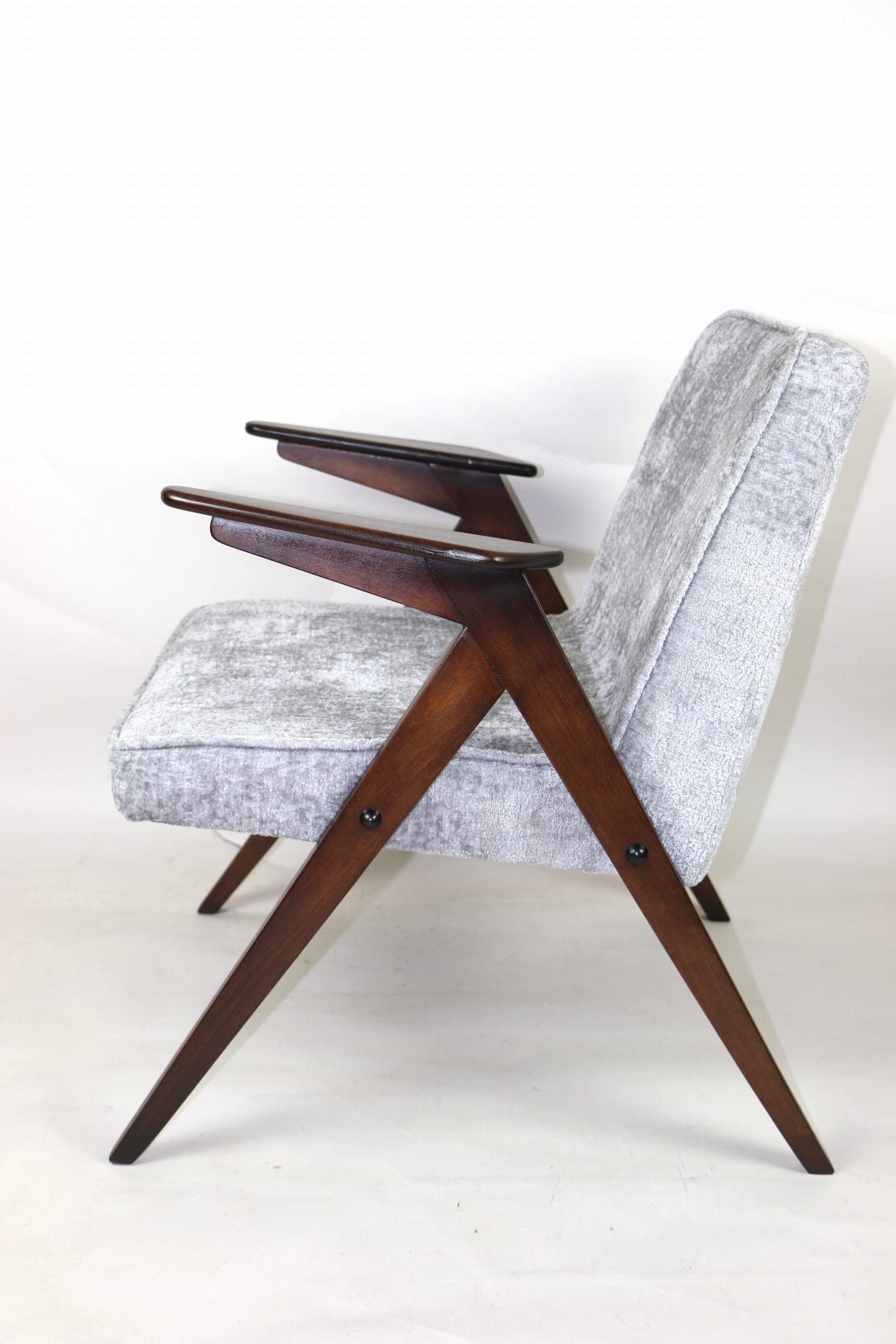 Fotel Bunny Zajączek, srebrny, drewno, lata 70. - 107104