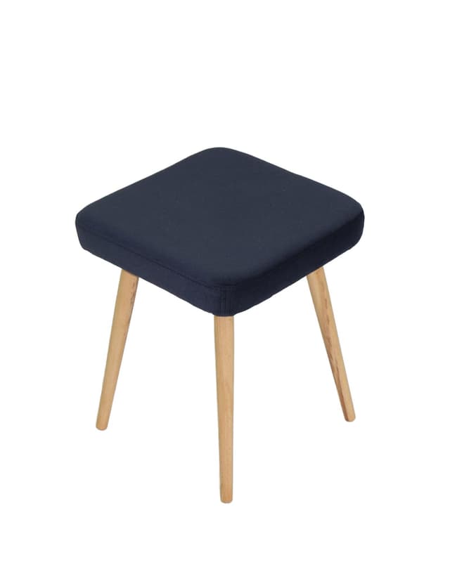 Square stool, black velvet, natural beech, Poland, 1970s. - DIMENSION