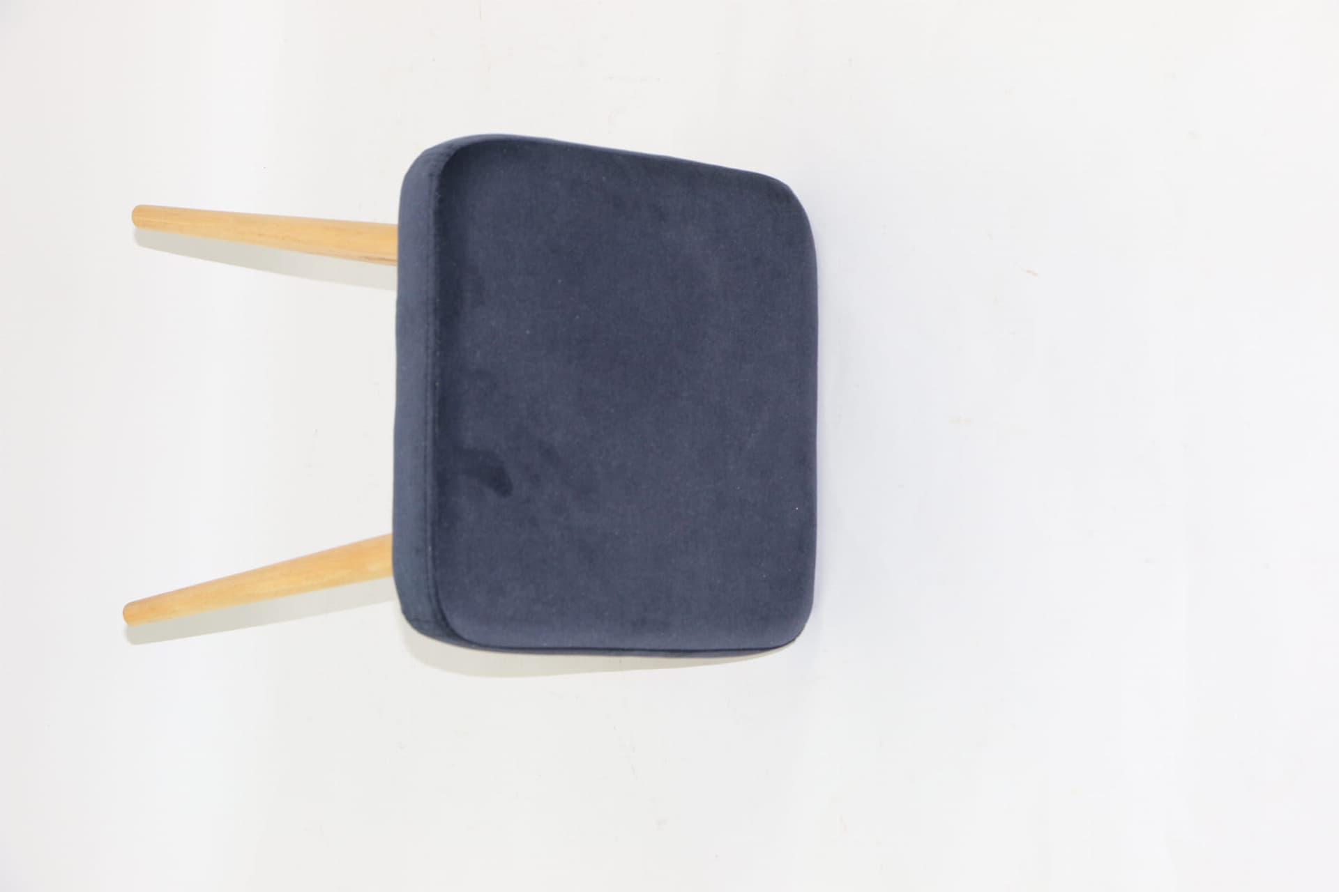 Square stool, black velvet, natural beech, Poland, 1970s. - 107059