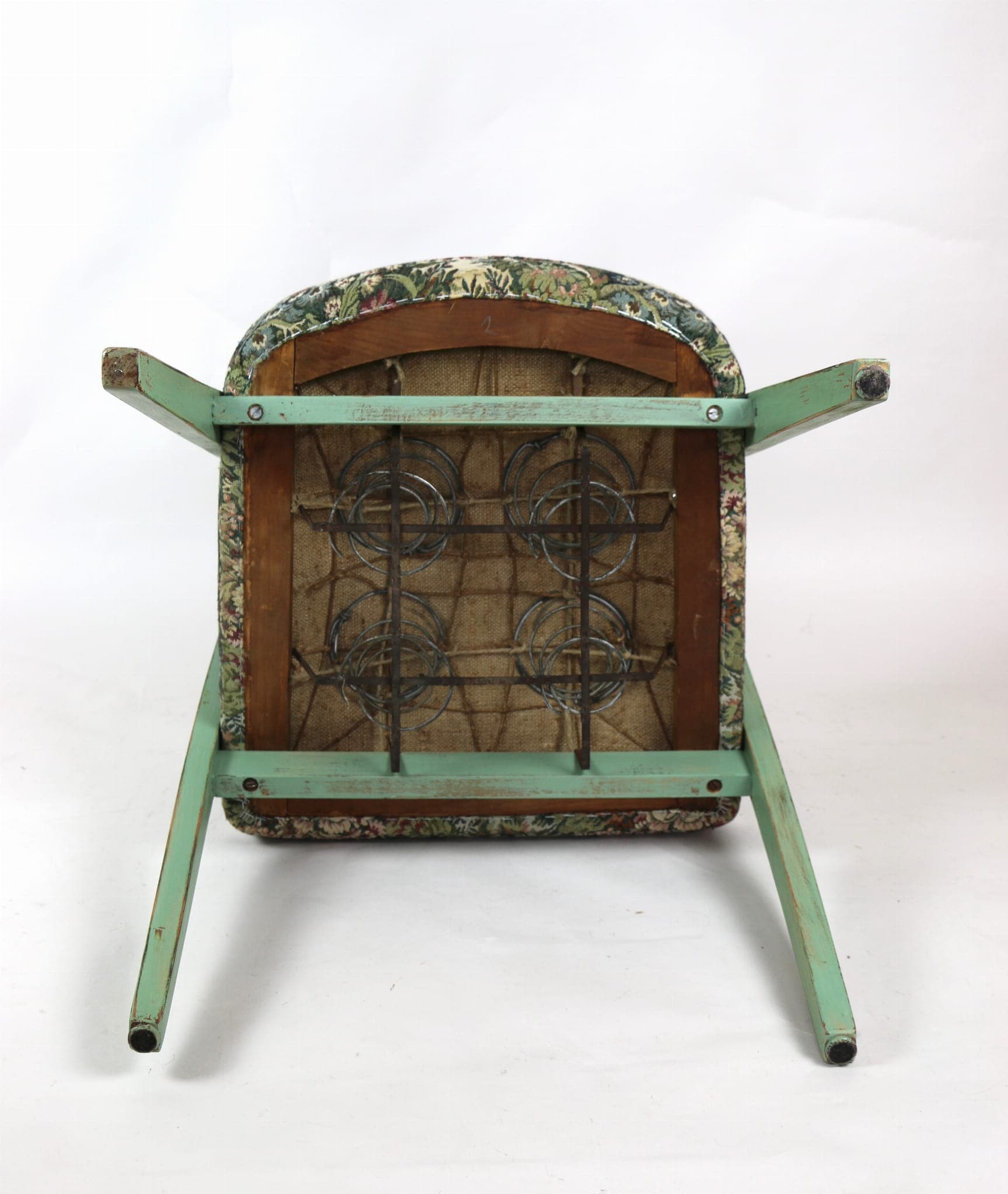 Taboret, zielony, drewno, lata 70. - 107052