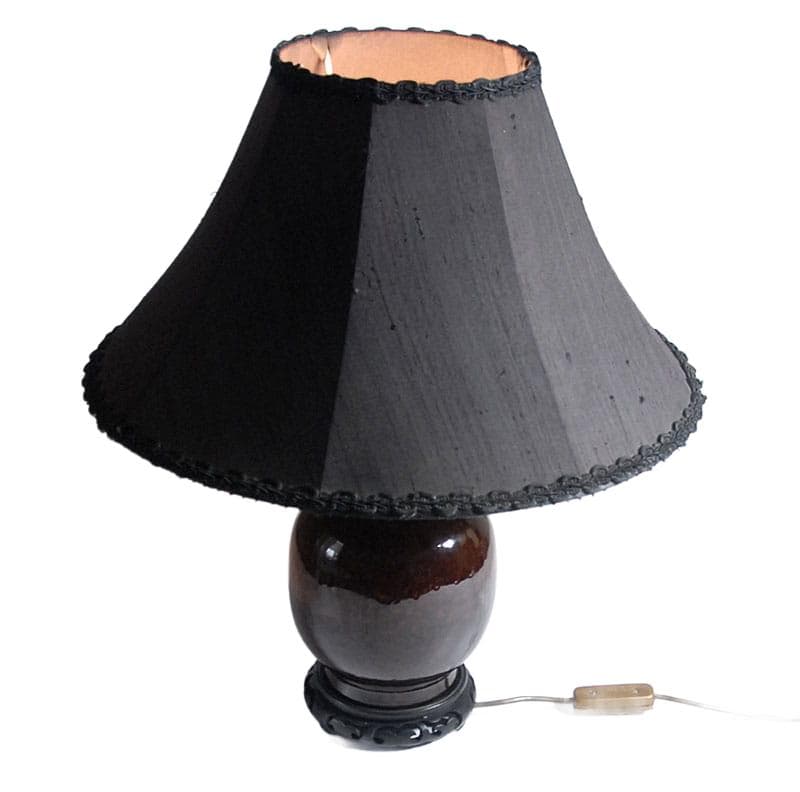 Ciemnobrązowa ceramiczna lampa stołowa, Włochy, lata 70. - 7506