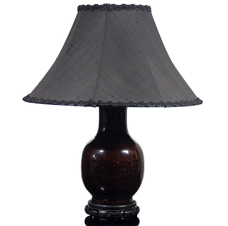 Ciemnobrązowa ceramiczna lampa stołowa, Włochy, lata 70. - 7505