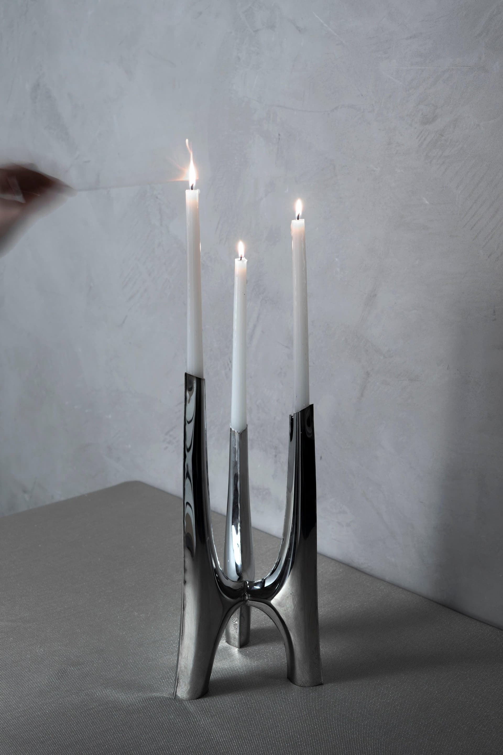 Świecznik TRIGLAV srebrny 41 cm, Zieta Studio - 122629