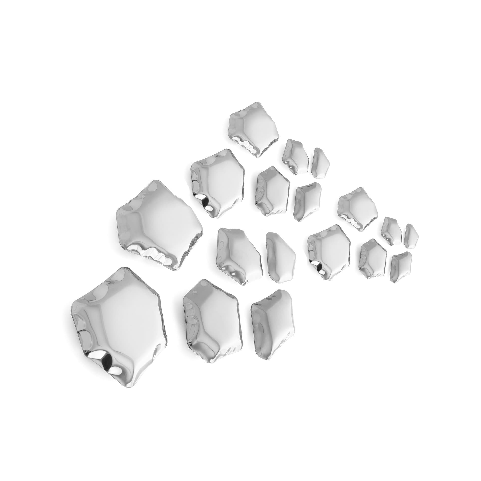 Zestaw osiemnastu wieszaków ściennych KAMYKI, srebrny, Zieta Studio - 121864