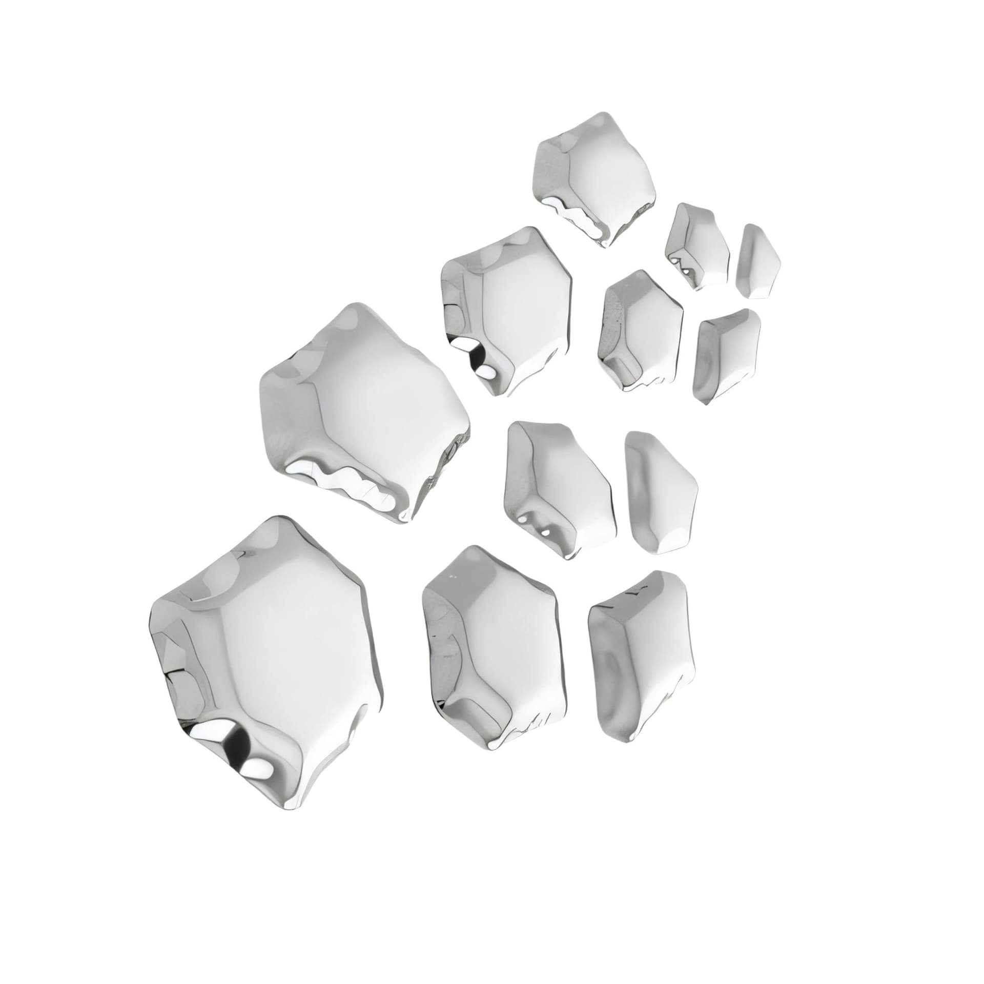 Zestaw dwunastu wieszaków ściennych KAMYKI, srebrny, Zieta Studio