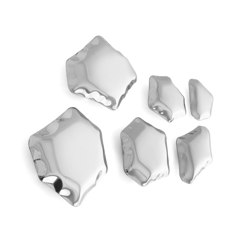 Zestaw sześciu wieszaków ściennych KAMYKI, srebrny, Zieta Studio