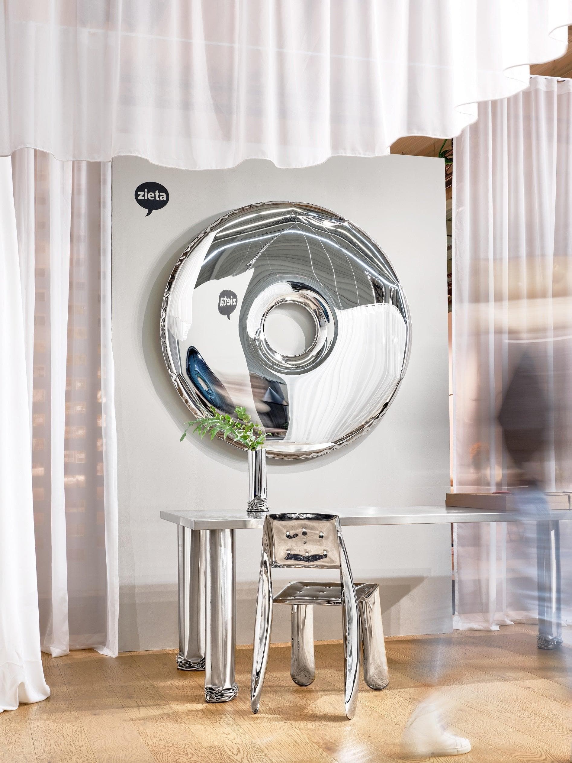 Lustro ścienne RONDO inox, srebrne 95 cm, Zieta Studio - 121580