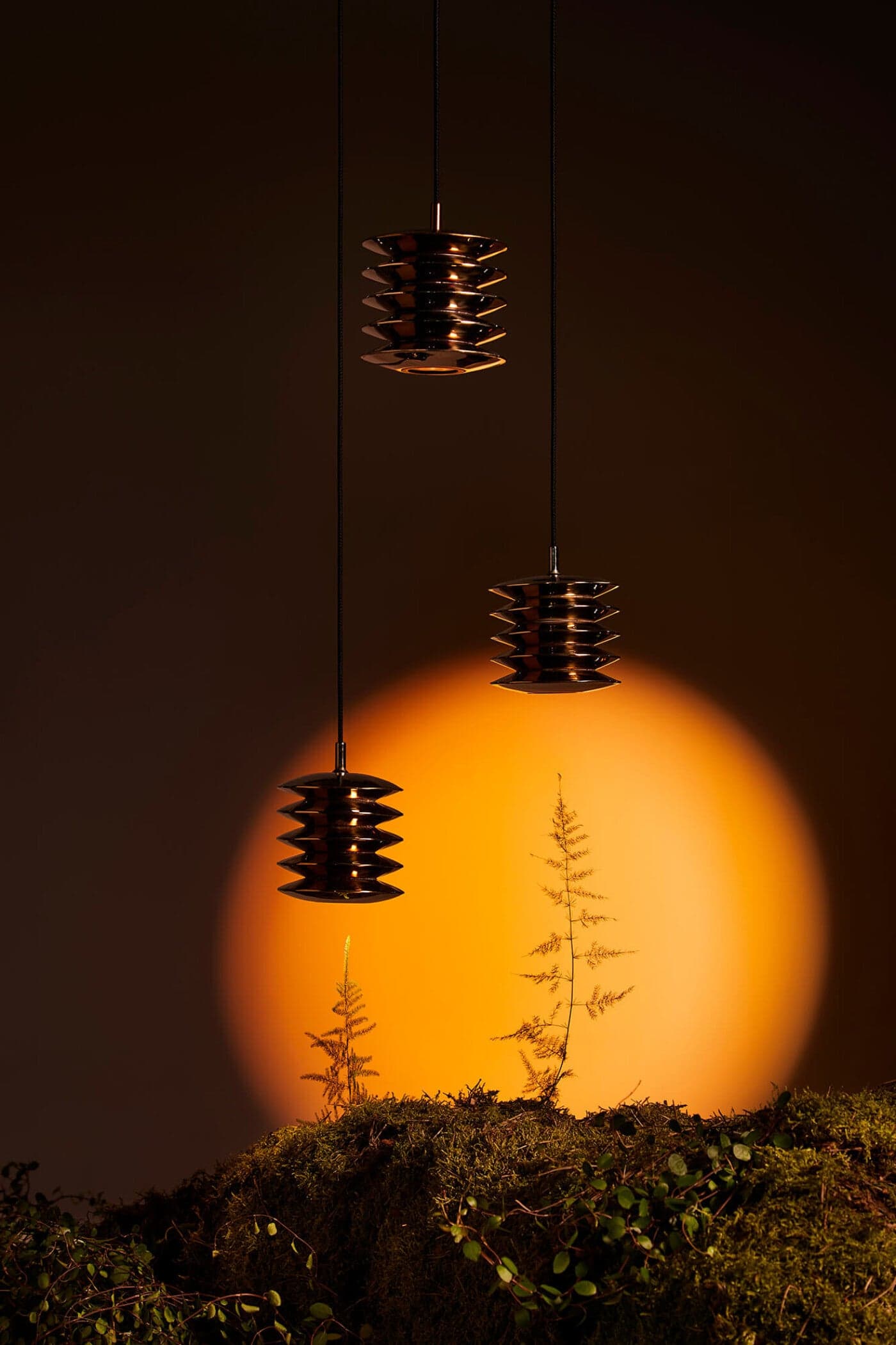 Zestaw trzech lamp wiszących HARMONICA, srebrny, 4000K, Zieta Studio - 121156