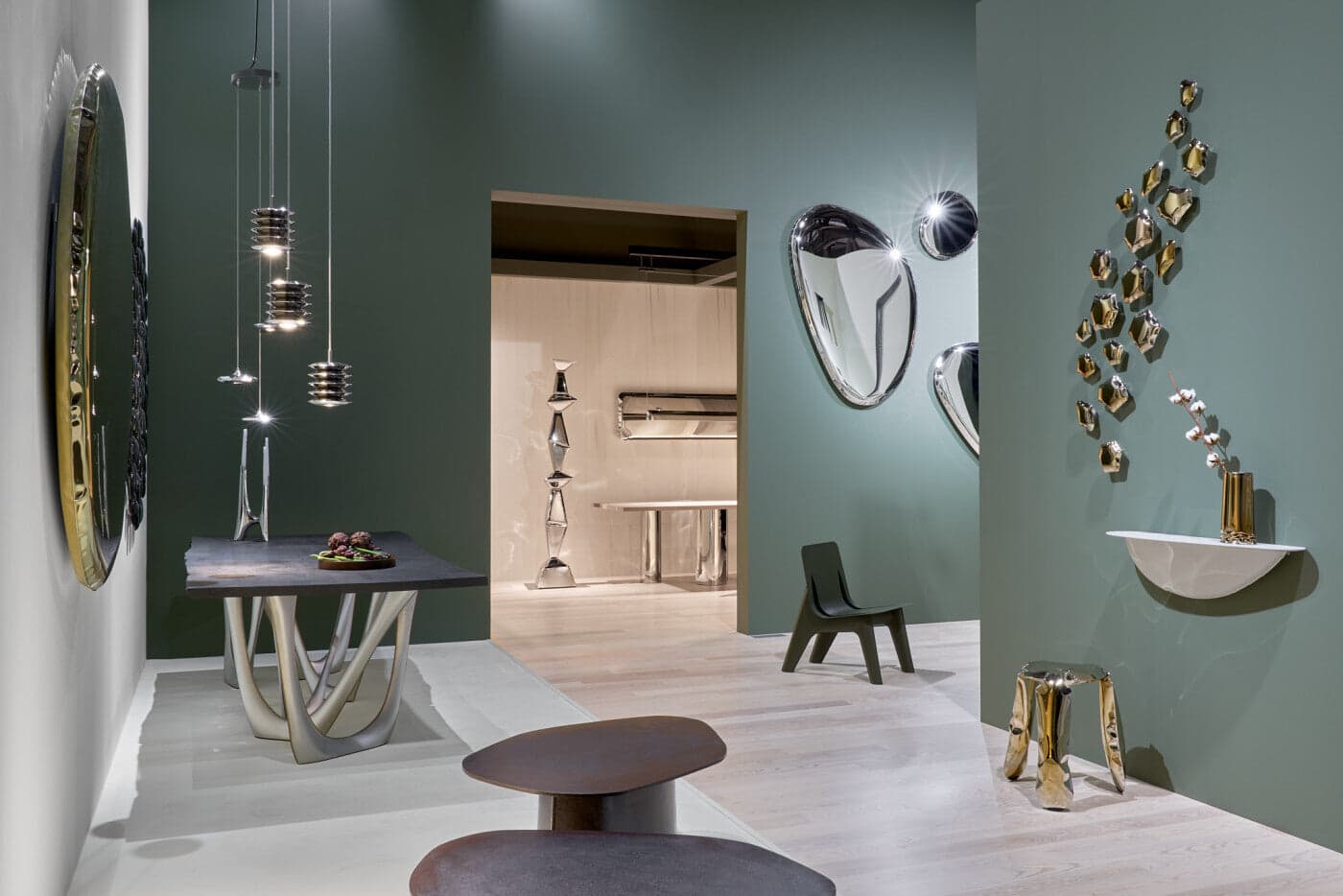 Zestaw trzech lamp wiszących HARMONICA, srebrny, 3000K, Zieta Studio - 121148