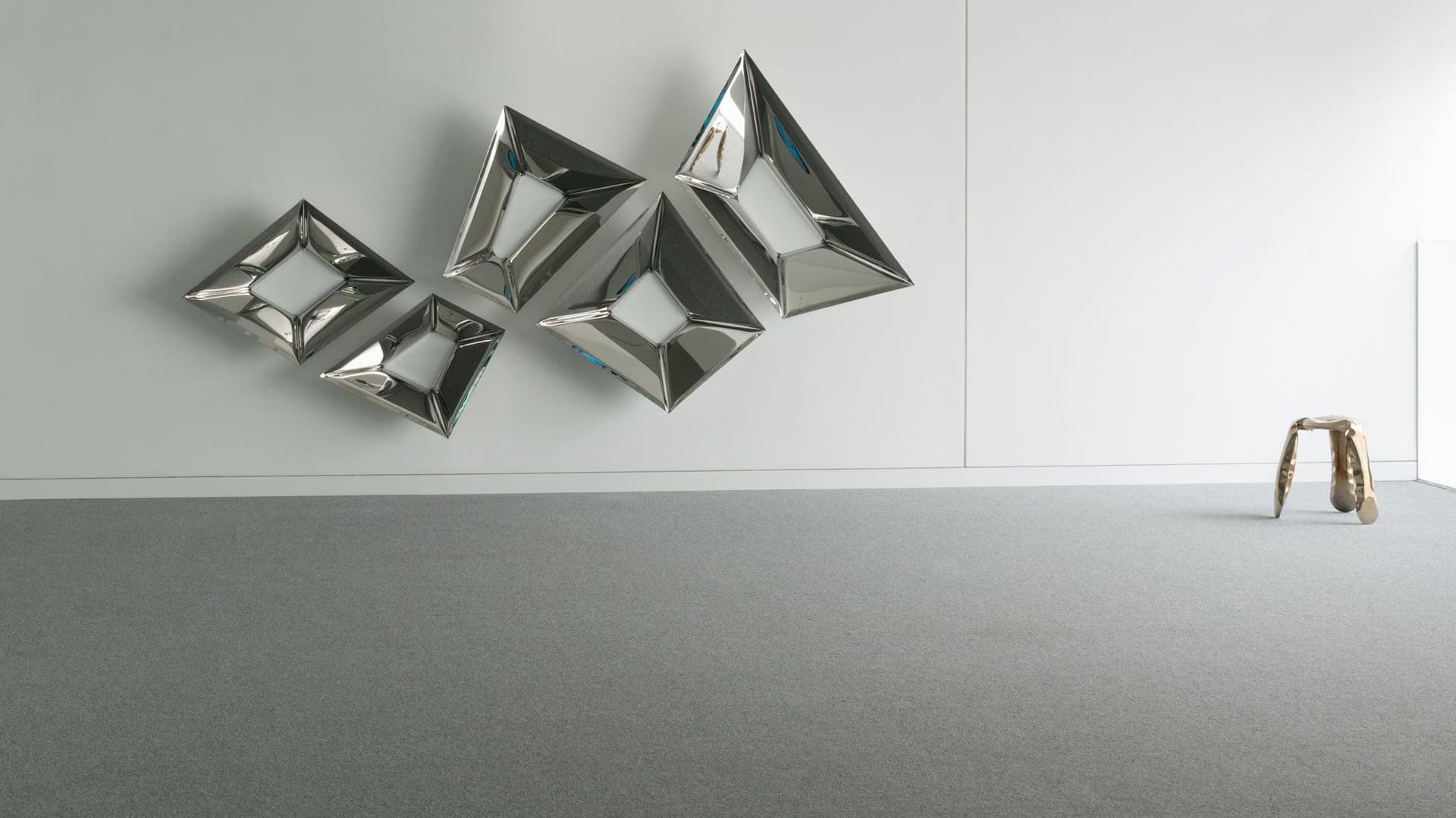 Zestaw pięciu luster ściennych CRYSTALS, stal, srebrny, Zieta Studio - 120583