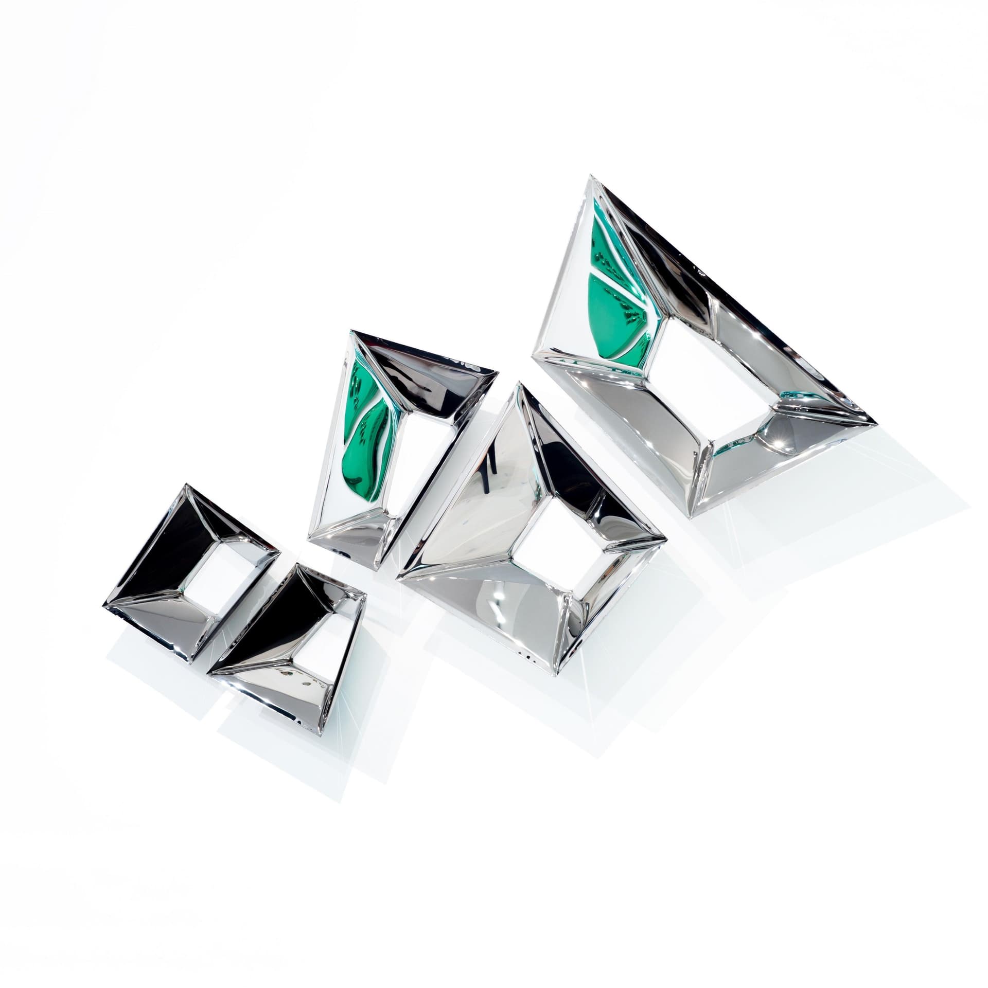 Zestaw trzech luster ściennych CRYSTALS stalowy, srebrny, Zieta Studio - 120576