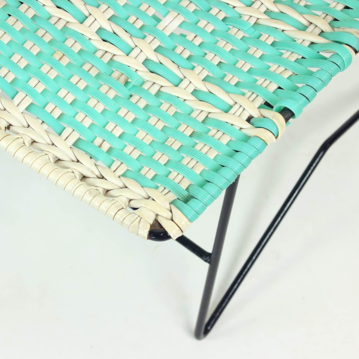 Zestaw wypoczynkowy, turkusowy, metal, plastik, drewno, Czechosłowacja, lata 60. - 108293