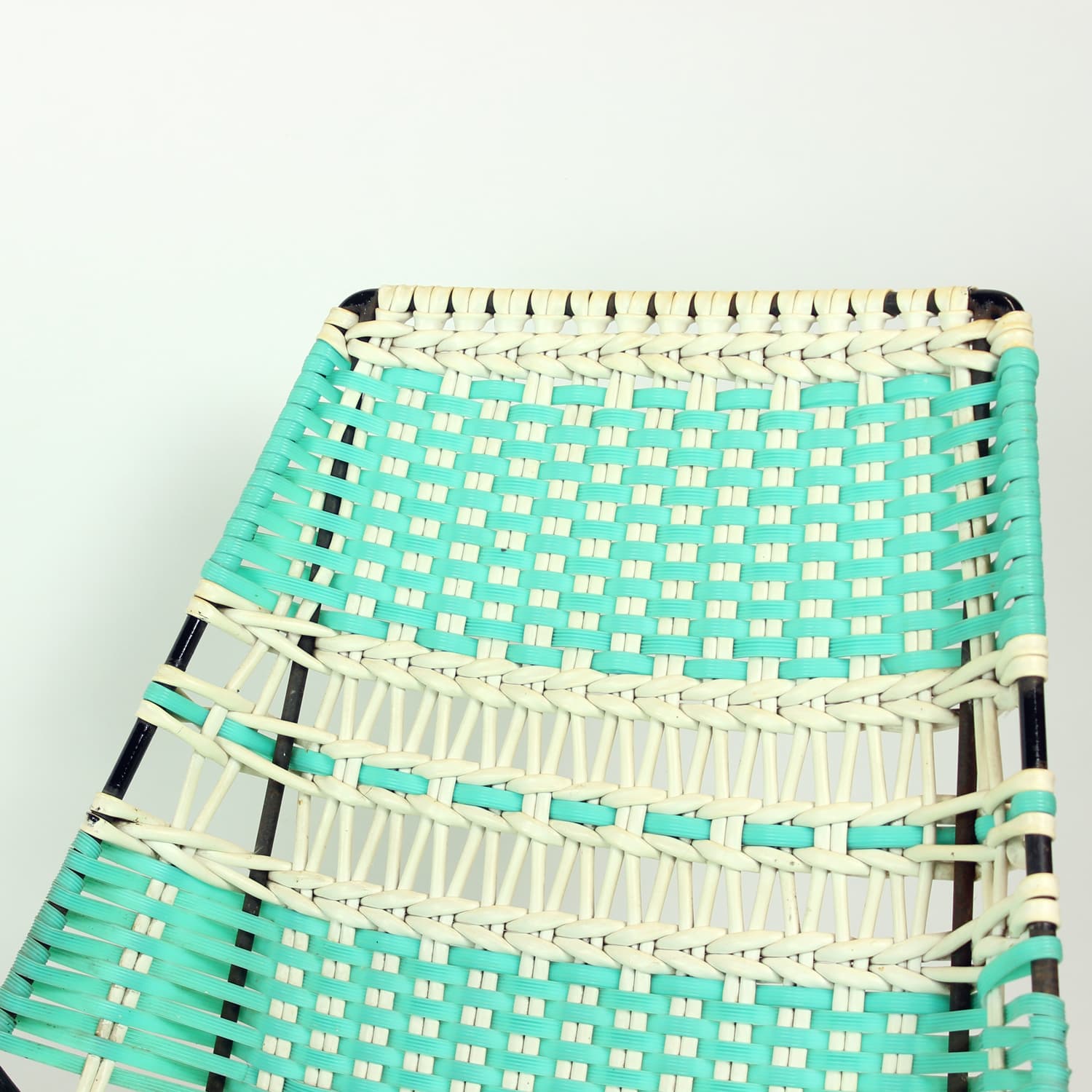 Zestaw wypoczynkowy, turkusowy, metal, plastik, drewno, Czechosłowacja, lata 60. - 108291