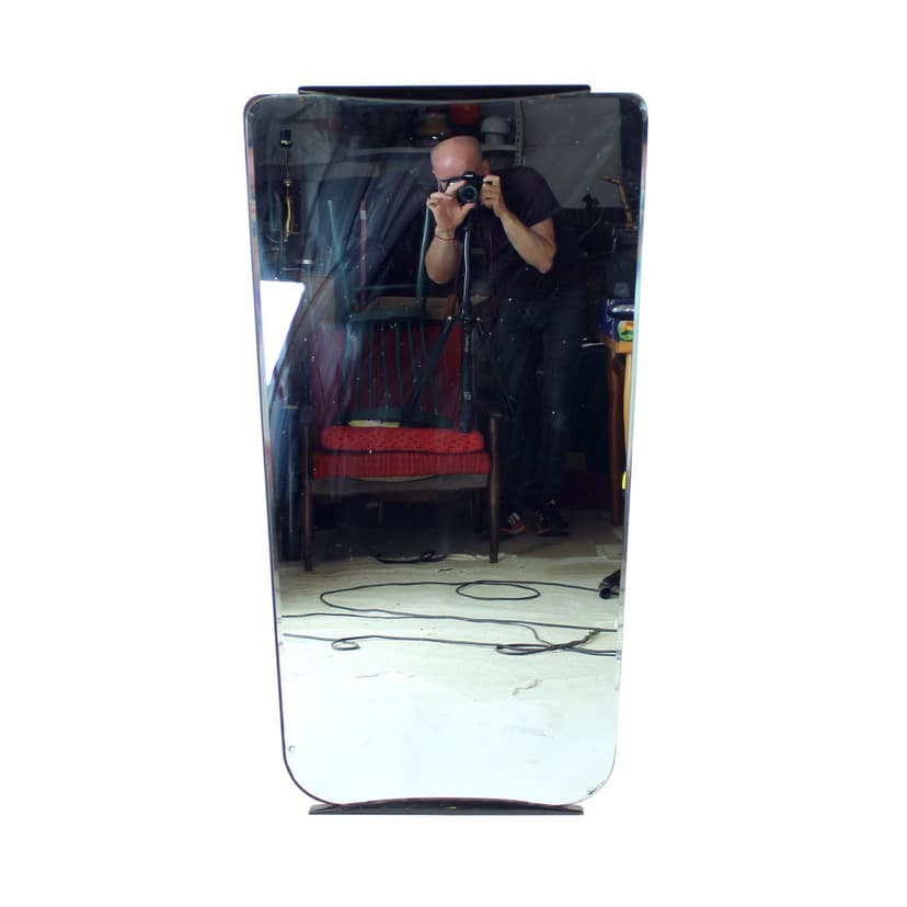 Lustro ścienne asymetryczne, srebrny, szkło, Czechosłowacja, lata 50.