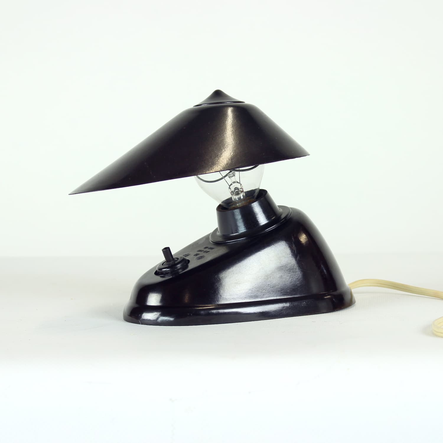 Desk Lamp Bauhaus, black Bakelite, Czechoslovakia, 1930s. - 108307