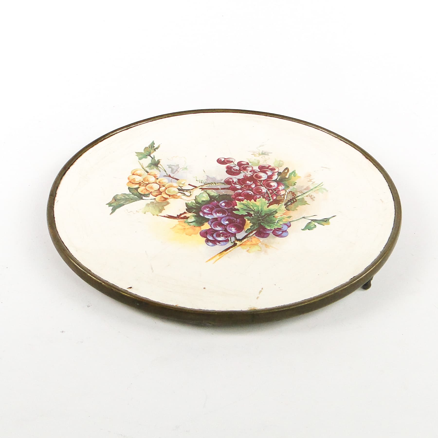 Taca secesyjna, mosiądz srebrzony, porcelana biała, Austria, początek XX w. - 108868