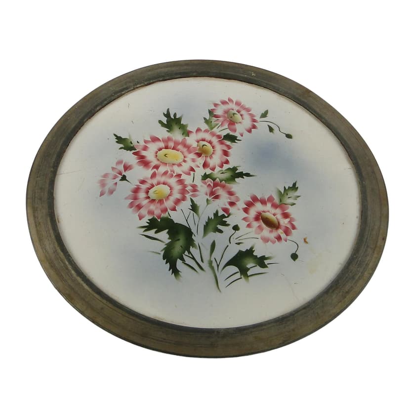 Art Nouveau tray, silver-plated brass, white porcelain, Austria, early 20th c.