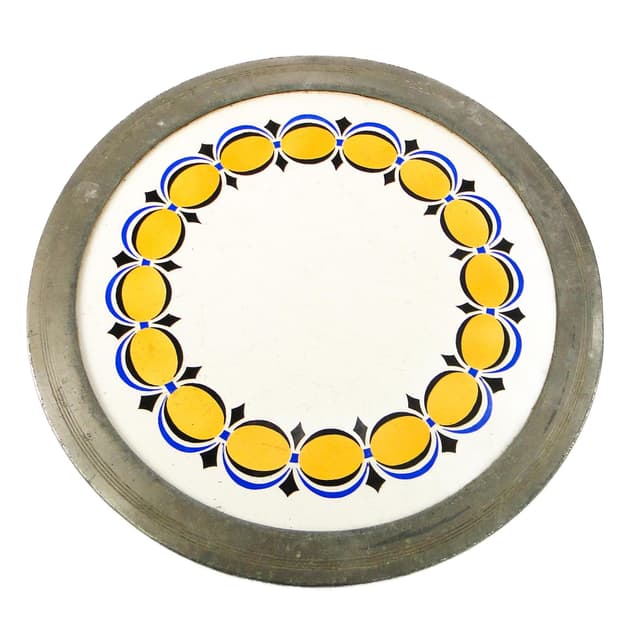 Art Nouveau tray, silver-plated brass, white porcelain, Austria, early 20th c. - DIMENSION