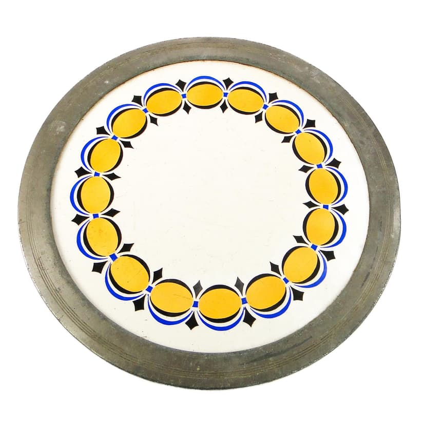 Art Nouveau tray, silver-plated brass, white porcelain, Austria, early 20th c.