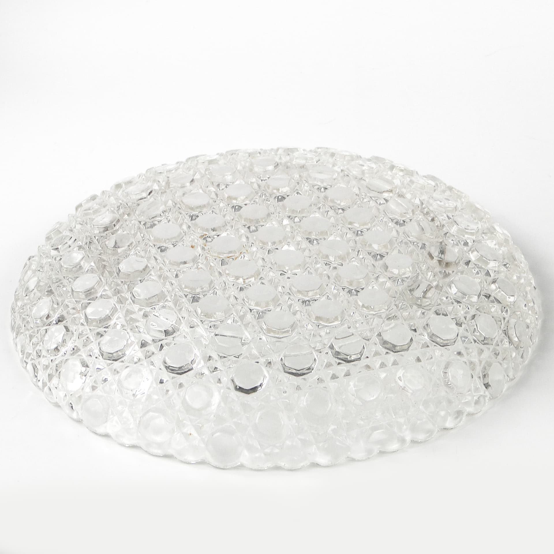 Pojemnik na ser lub masło Art Deco, szkło prasowane, Czechosłowacja, lata 50. - 108932