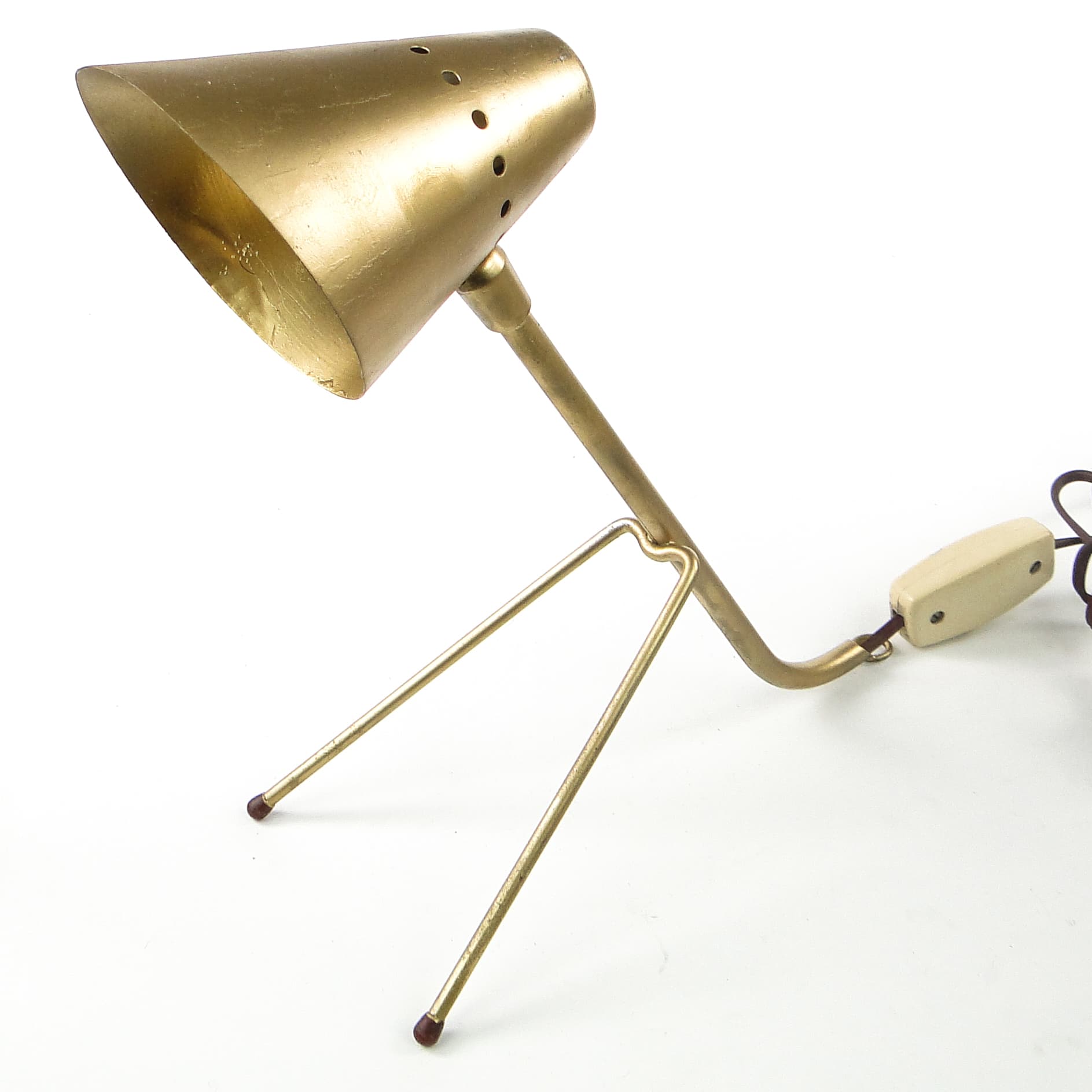 Space Age bedside lamp, brass metal, USSR, 1960s. - 109082