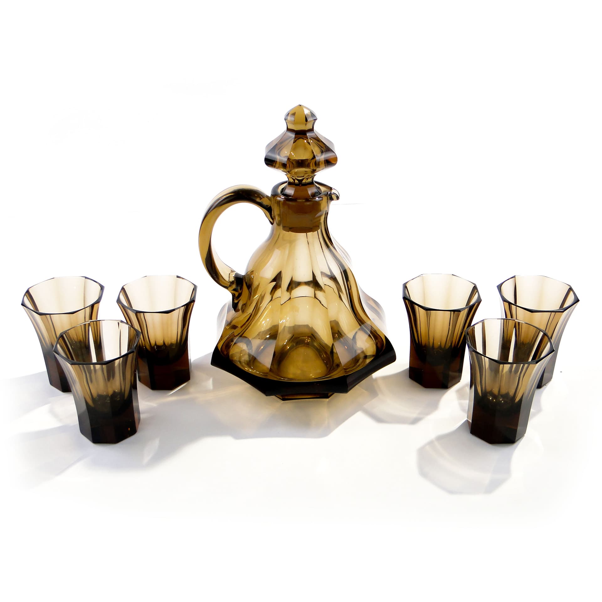 Serwis do wina Art Déco, oliwka, kryształ, proj. O. Graff, Francja, lata 30. - 7690