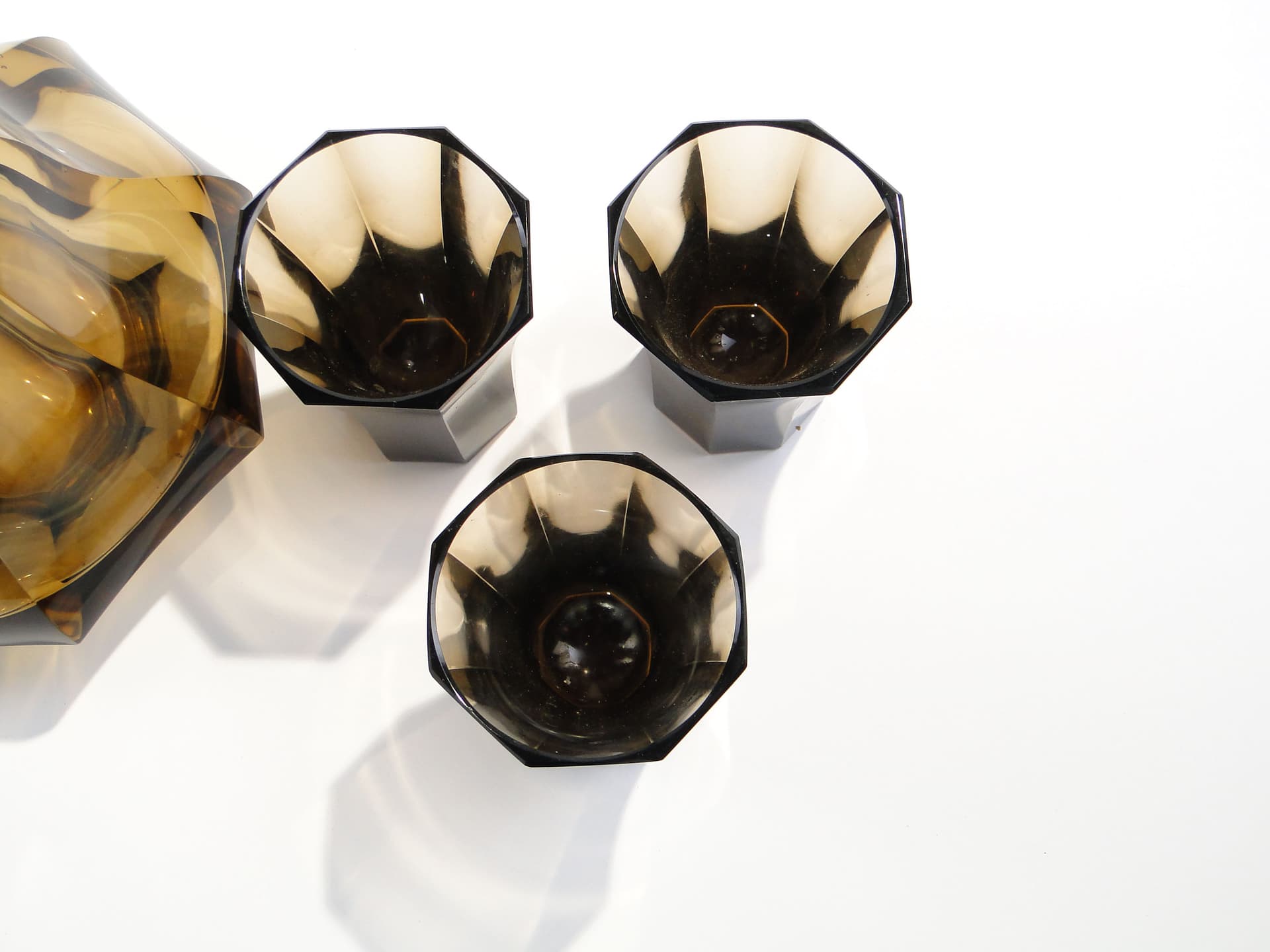 Serwis do wina Art Déco, oliwka, kryształ, proj. O. Graff, Francja, lata 30. - 7695