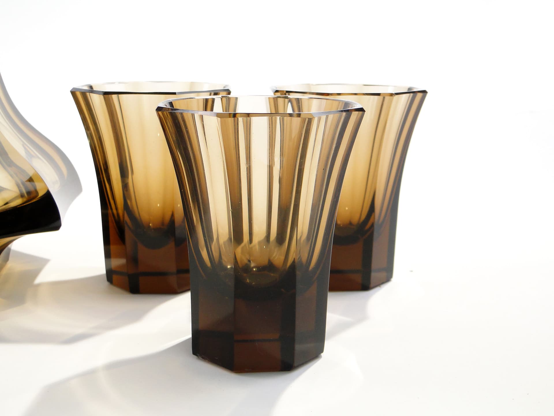 Serwis do wina Art Déco, oliwka, kryształ, proj. O. Graff, Francja, lata 30. - 7697