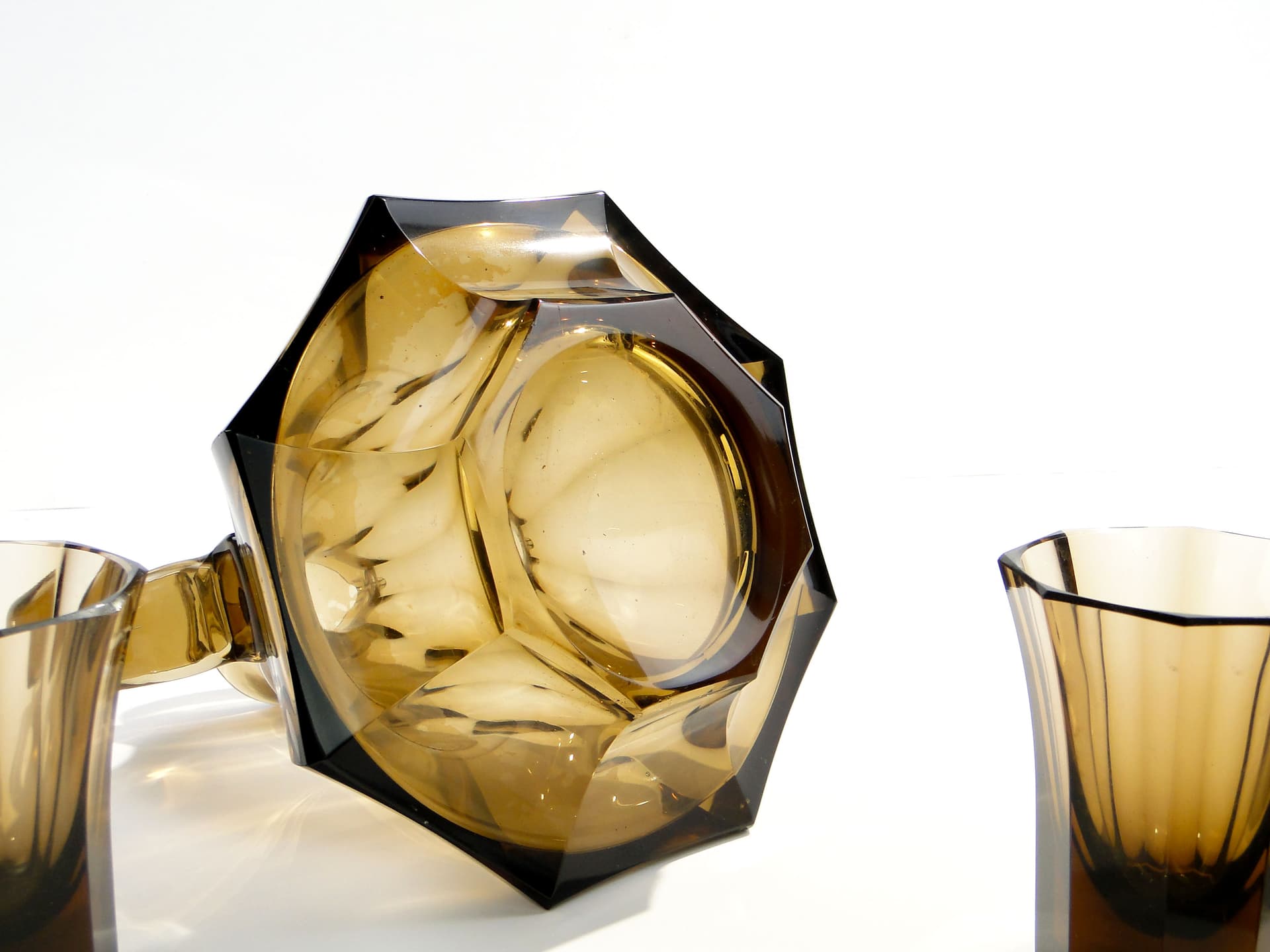 Serwis do wina Art Déco, oliwka, kryształ, proj. O. Graff, Francja, lata 30. - 7702