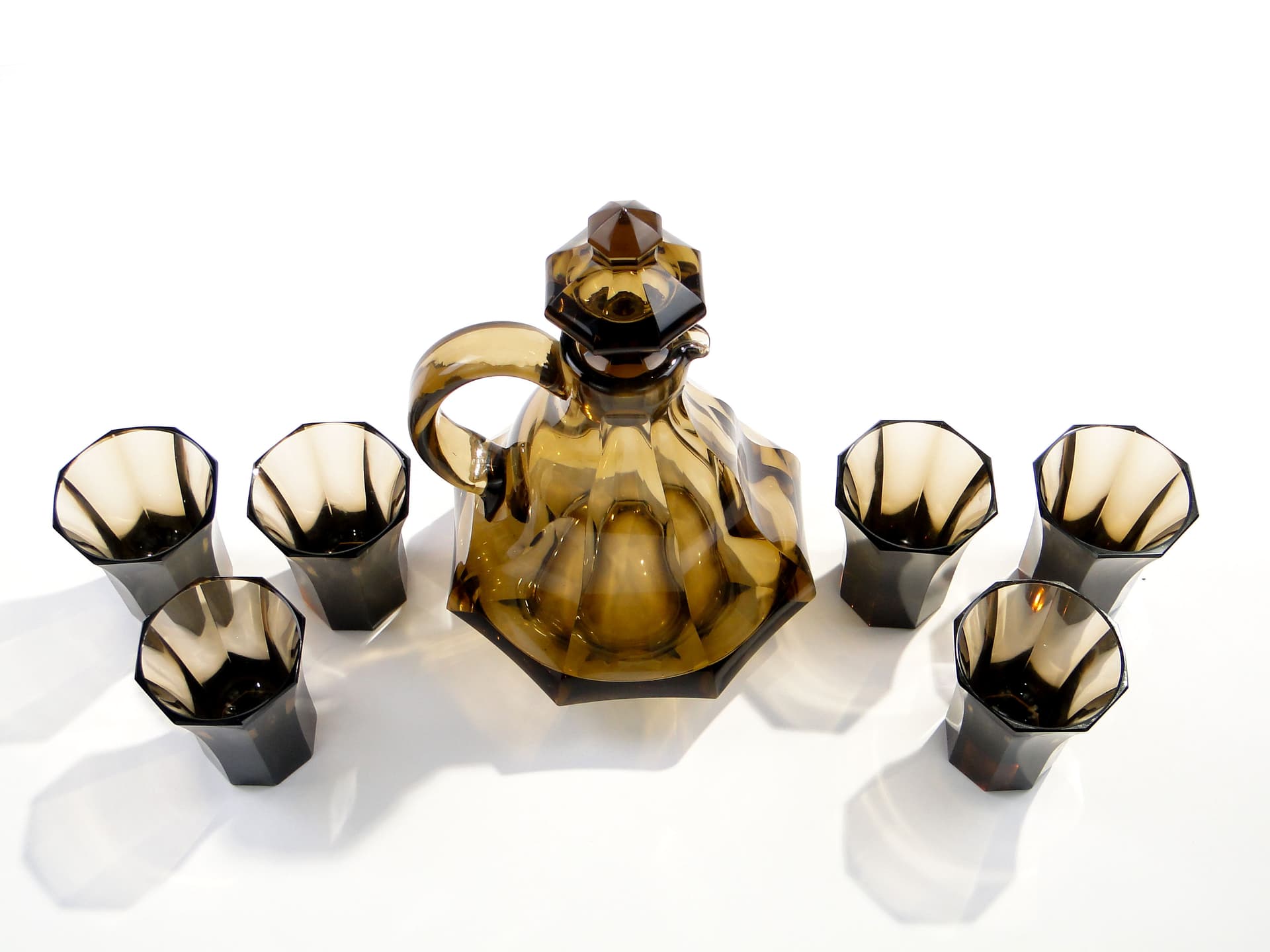 Serwis do wina Art Déco, oliwka, kryształ, proj. O. Graff, Francja, lata 30. - 7693