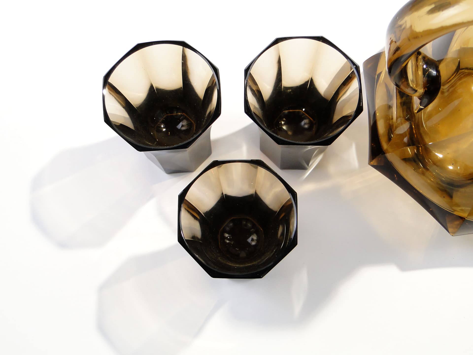 Serwis do wina Art Déco, oliwka, kryształ, proj. O. Graff, Francja, lata 30. - 7694