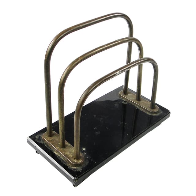 Art Deco letter holder, hyalite glass, brass, Germany, 1930s. - DIMENSION