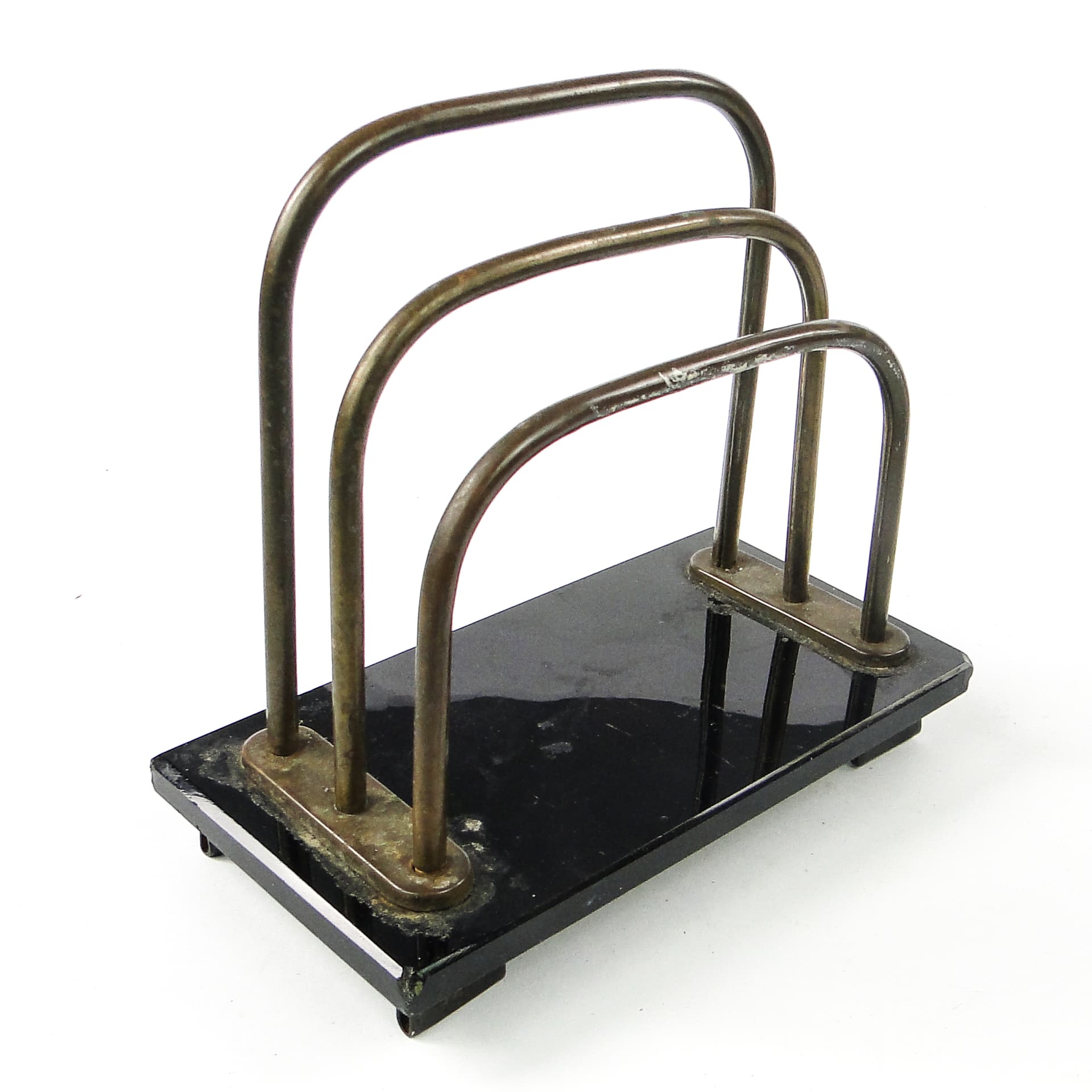 Art Deco letter holder, hyalite glass, brass, Germany, 1930s. - 109153